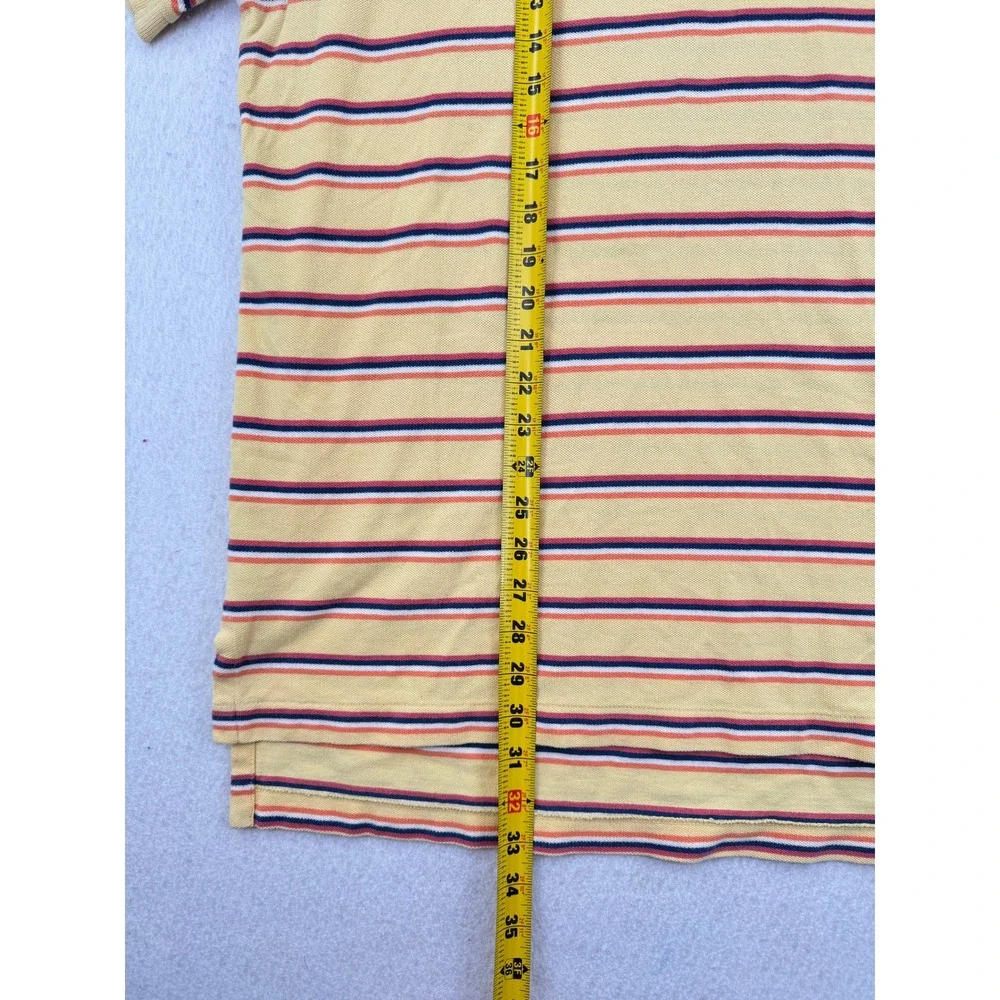 Polo Ralph Lauren Mens XL Short Sleeve Cotton Pique Polo Yellow Striped Preppy